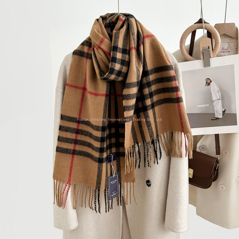 Wool Scarf Men - Autumn and winter classic checkered print