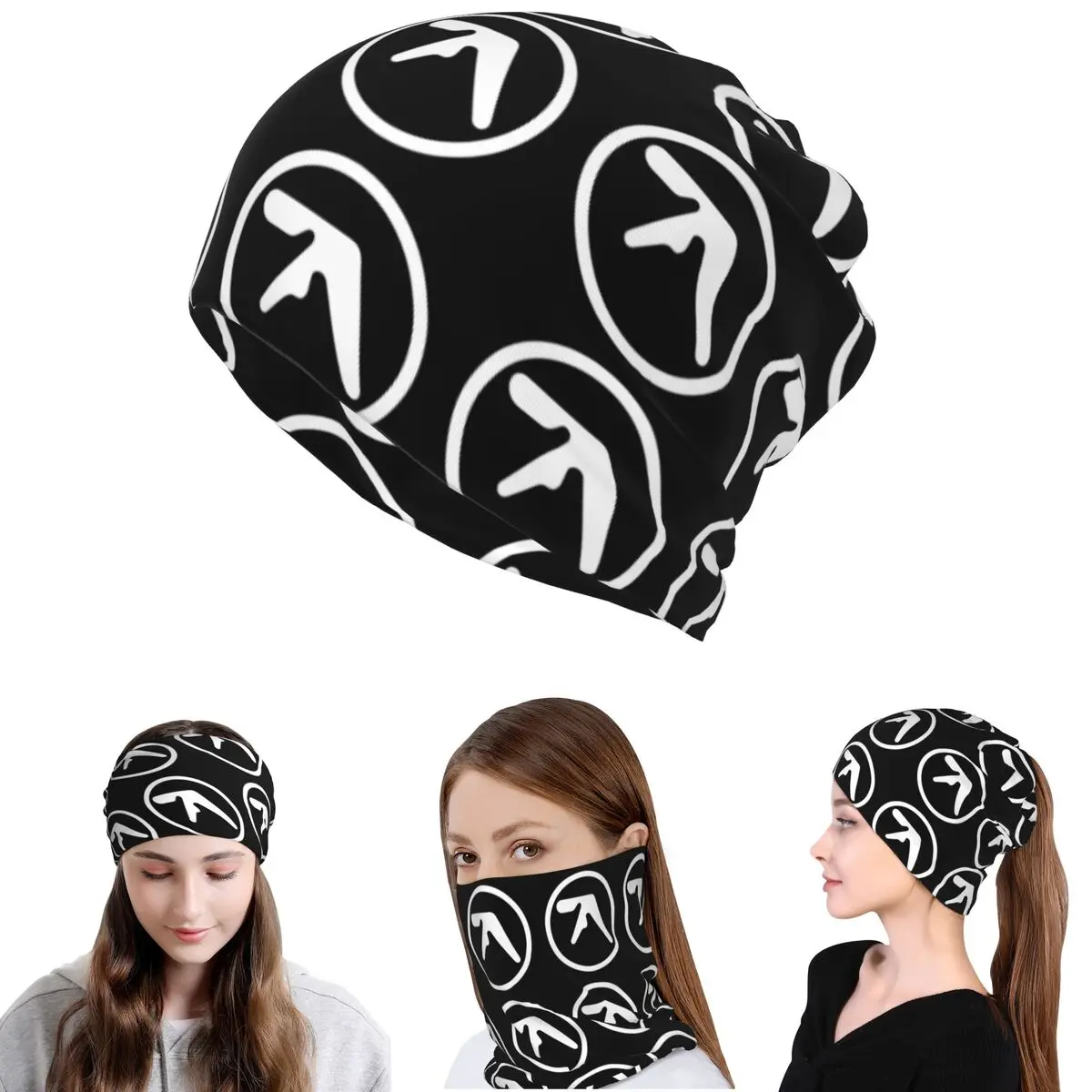 Knit Beanie Hat Warm - Aphex Twin Creative Y2K Logo Bandana