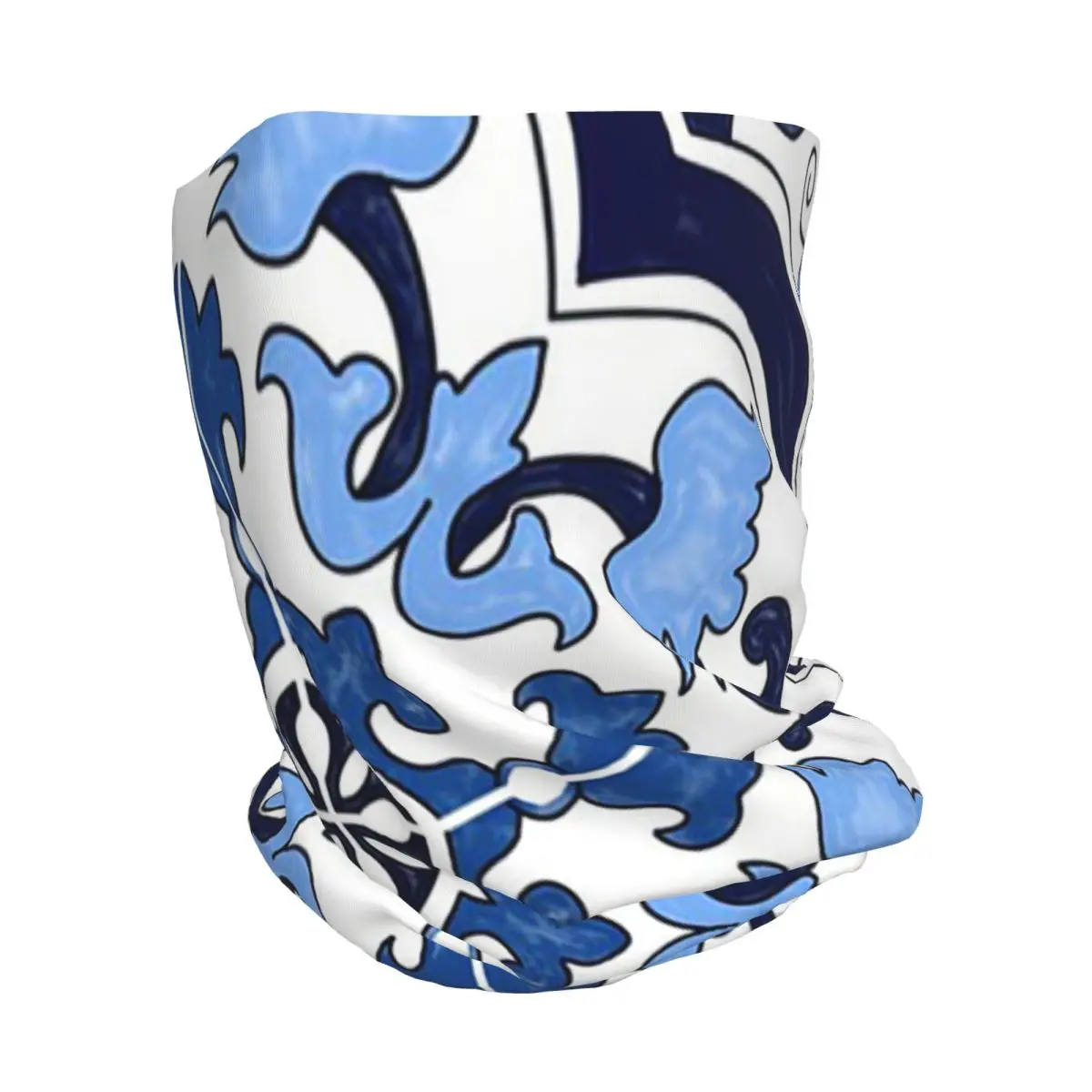 Blue Ornate Floral Mediterrane - Knit Beanie Hat Warm ulasan dan harga