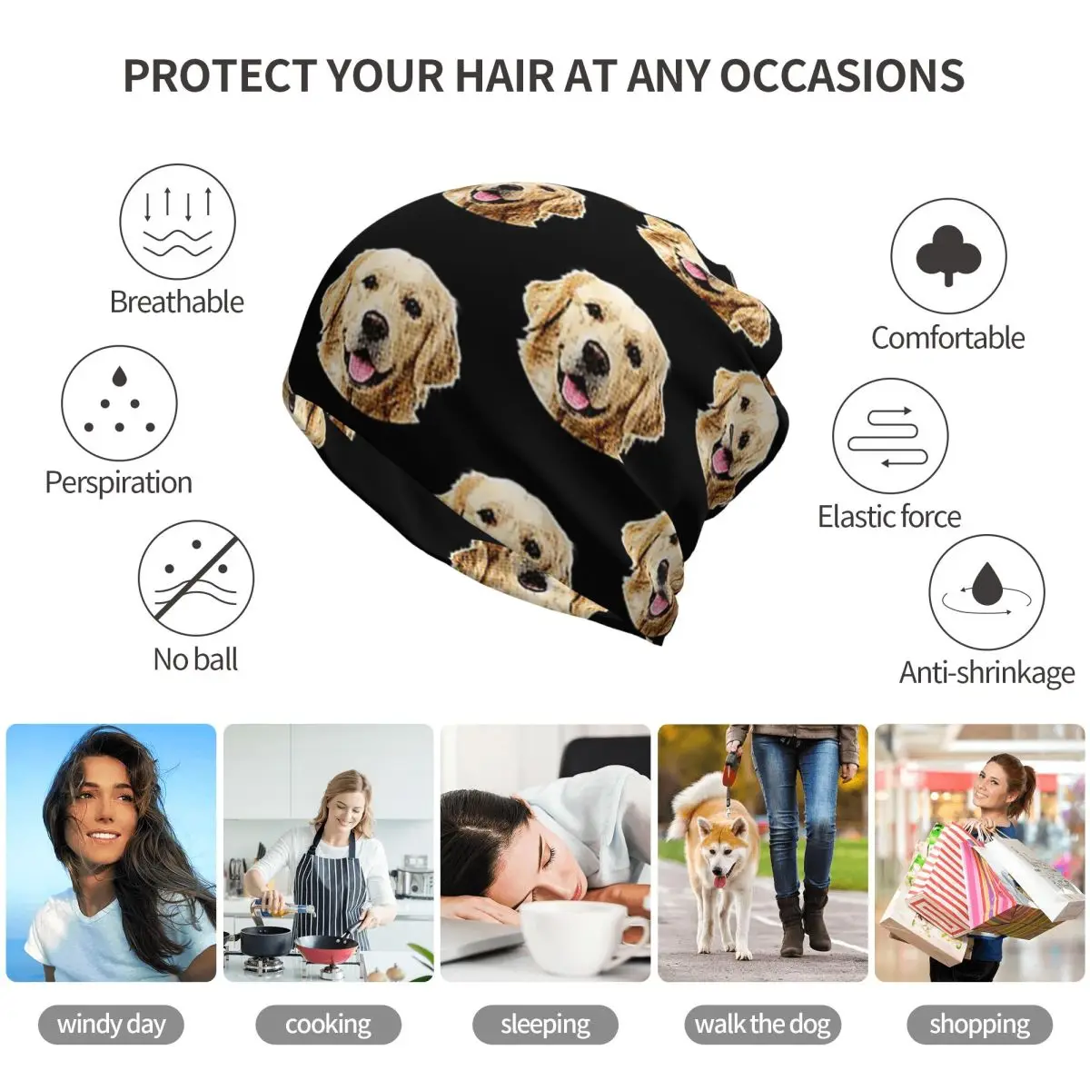 Funny Golden Retriever Face Po - Knit Beanie Hat Warm ulasan dan harga